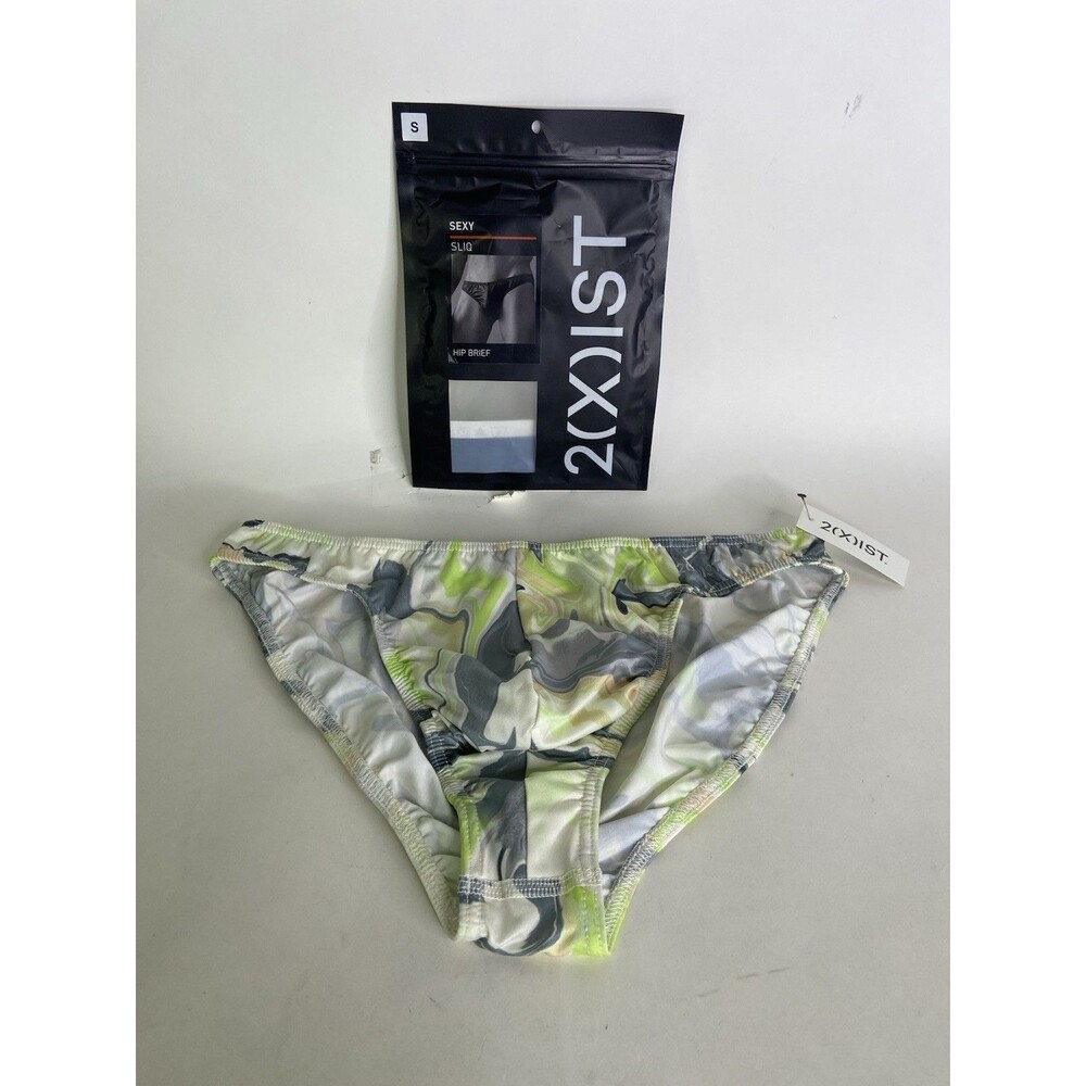2xist Sexy Sliq Hip Brief Underwear Multi Plot Marble Print Mens Size S